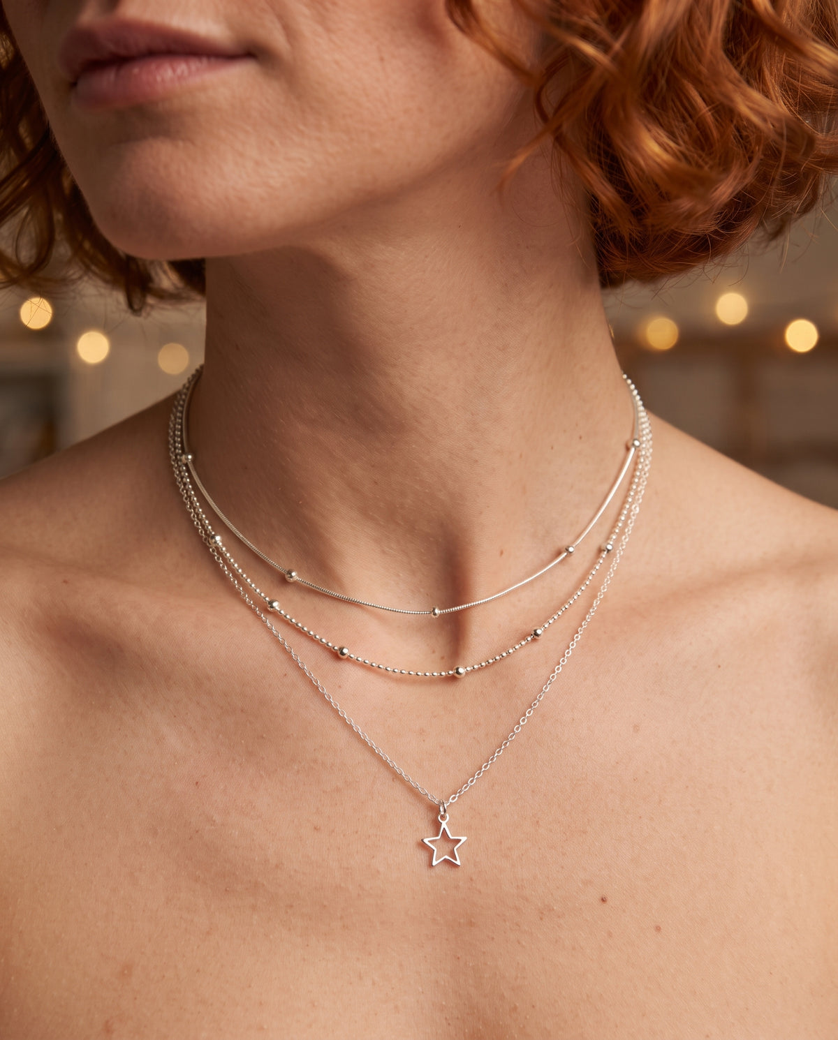 Collier en Argent Style Vintage Étoile – photo lifestyle 3