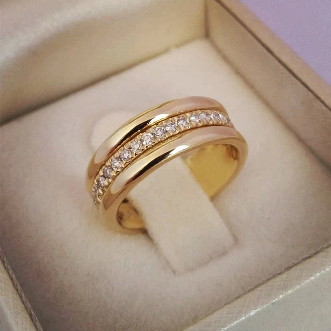 Silver Double Ring with Cubic Zirconia