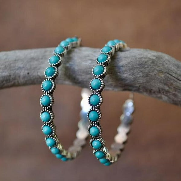 Boucles d’Oreilles Vintage en Turquoise Circulaires