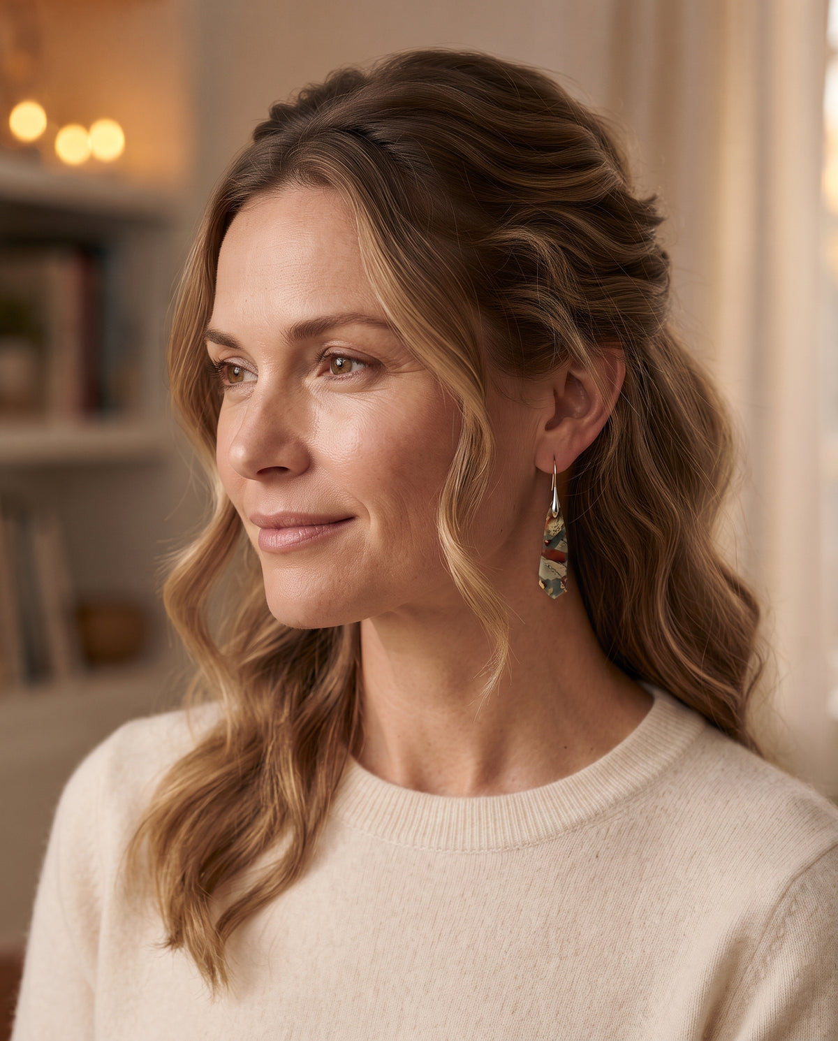 Élégantes Boucles d’Oreilles Vintage Ornées de Pierre Naturelle – photo lifestyle 1