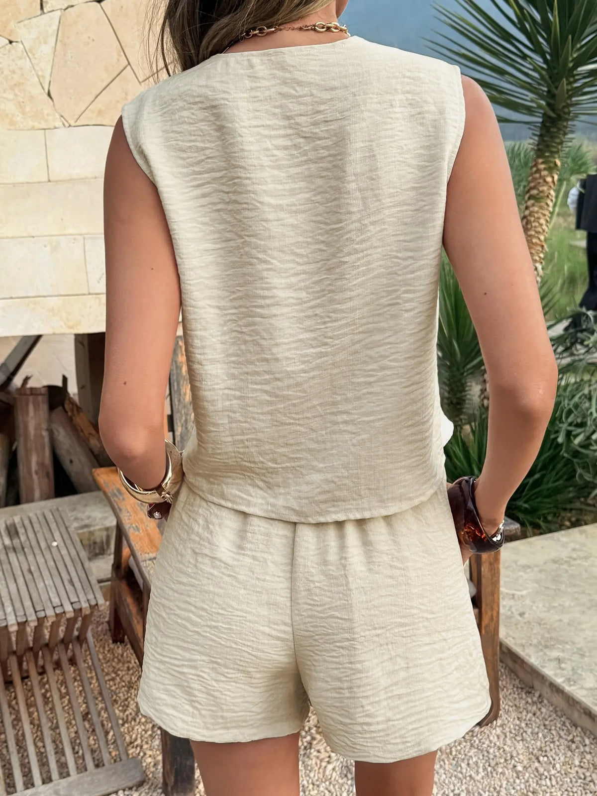 V-Neck Lace-Up Crop Top & Shorts Set – Casual Two-Piece Summer Outfit