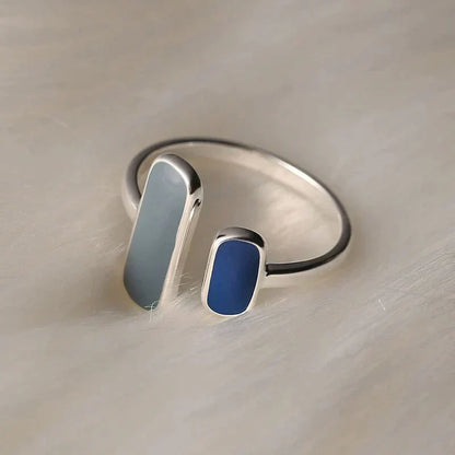 Anillo Ajustable de Plata con Piedra Natural Azul