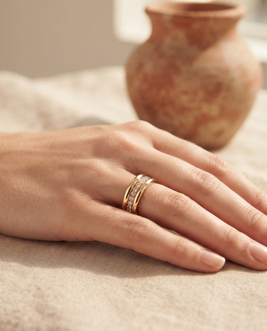 Bague Double en Argent aux Zircones – photo lifestyle 1