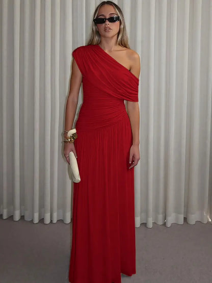 Ruched Asymmetrical Dress - Elegant Evening Party Dress