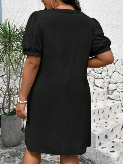V-Neck Bubble Sleeve A-Line Dress – Casual Summer Sundress