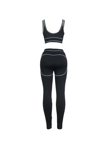 Sporty Line Vest & Long Pants Set – Slim Fit Activewear Outfit