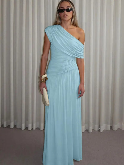 Ruched Asymmetrical Dress - Elegant Evening Party Dress