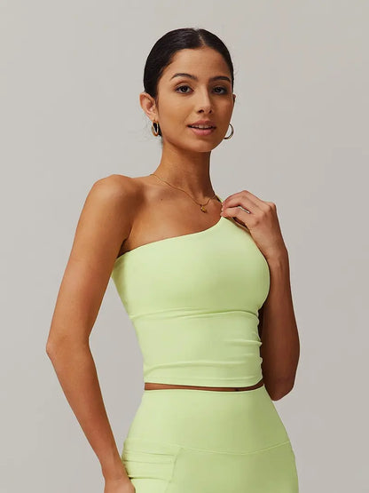 One-Shoulder Sports Bra - High-Stretch Quick-Dry Workout & Yoga Bra