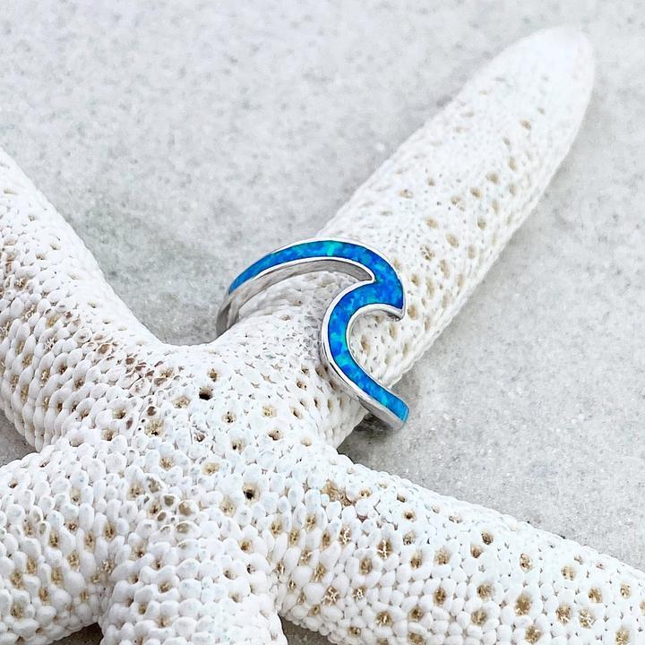 Anello Onda in Argento con Opale