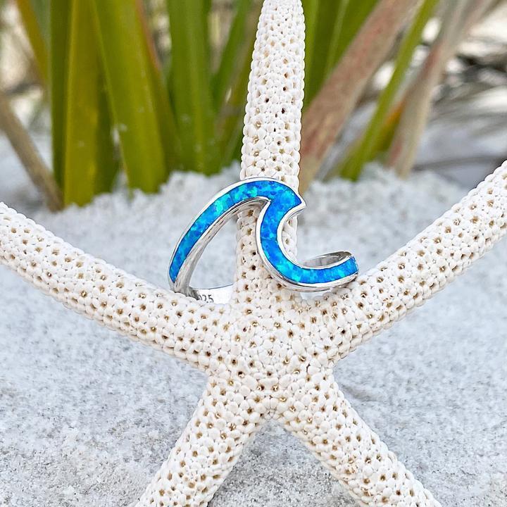 Anello Onda in Argento con Opale