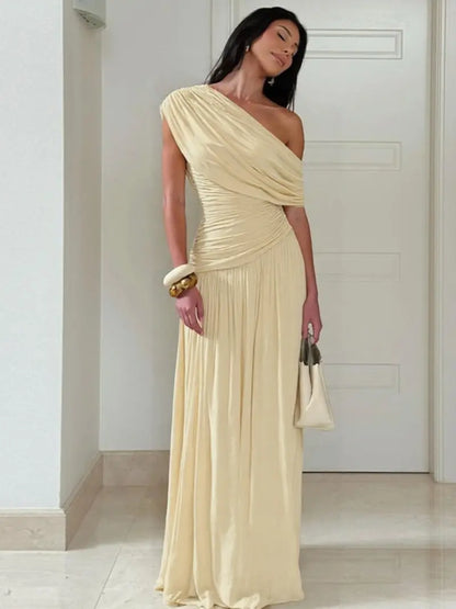 Ruched Asymmetrical Dress - Elegant Evening Party Dress