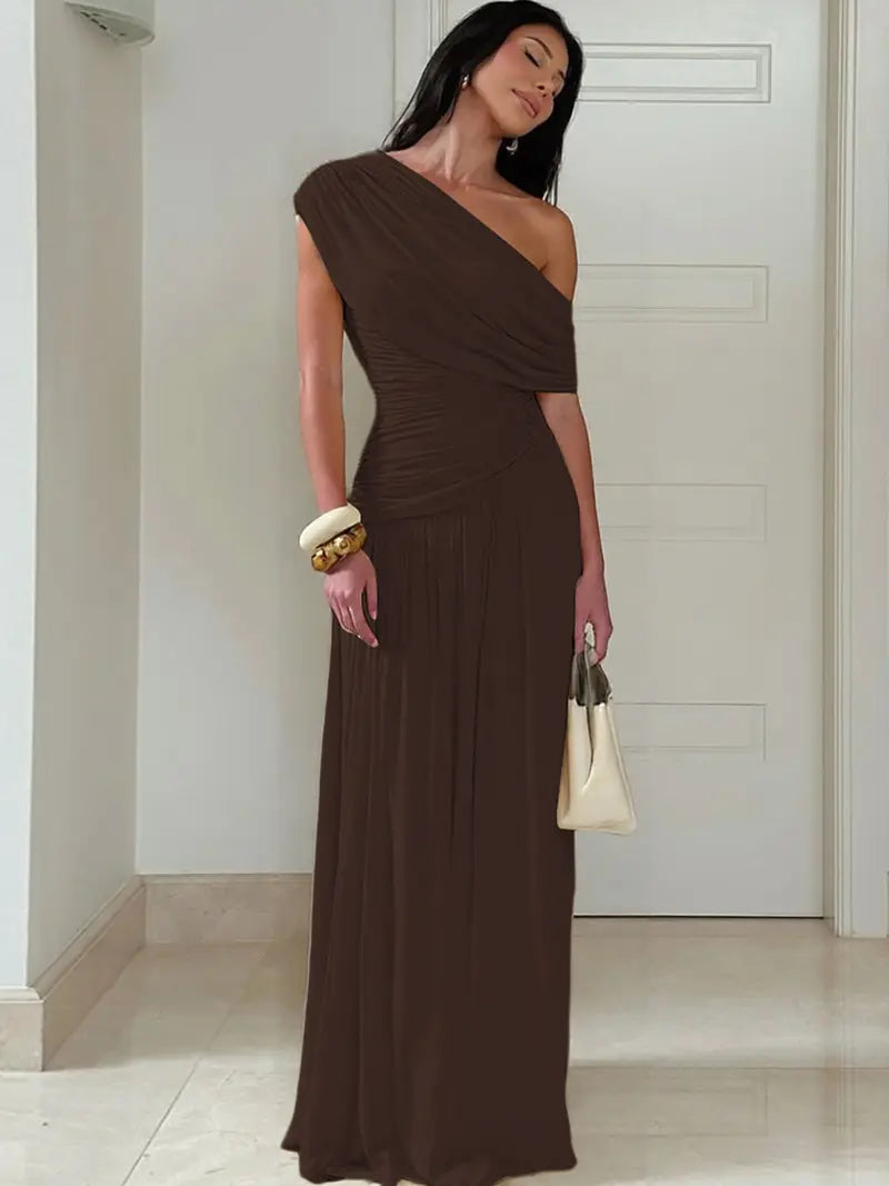 Ruched Asymmetrical Dress - Elegant Evening Party Dress