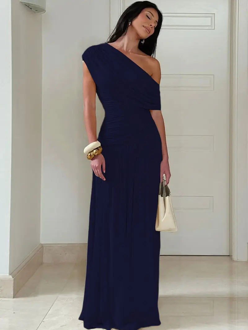 Ruched Asymmetrical Dress - Elegant Evening Party Dress