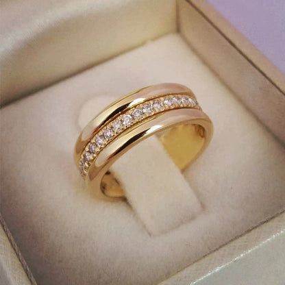 Anello Doppio in Argento con Zirconi