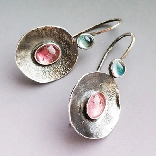 Pendientes Refinados Vintage Bicolor de Plata