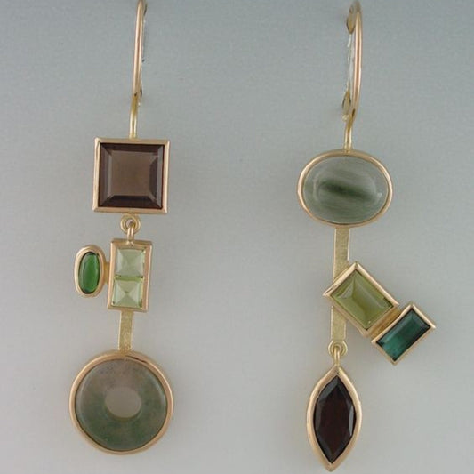 Pendientes Vintage con Cristales Verde Bosque