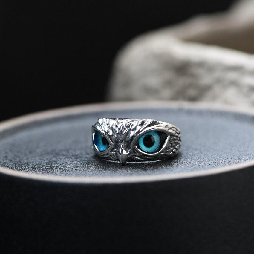 Anillo Ajustable de la Suerte con Búho de Plata y Ópalo
