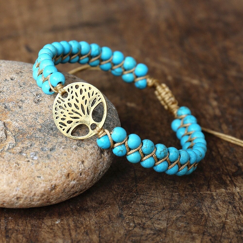 Artisan Tree of Life Bracelet with Turquoise Stone