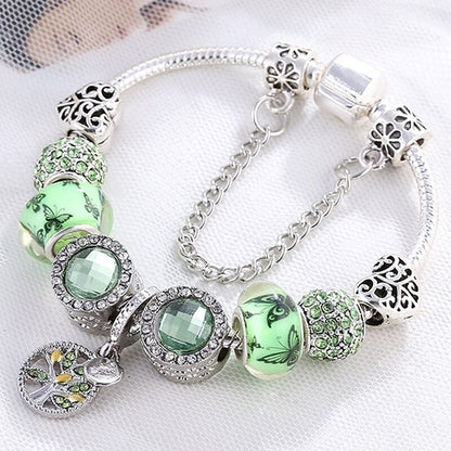 Elegante Bracciale in Argento con Cristalli Verdi