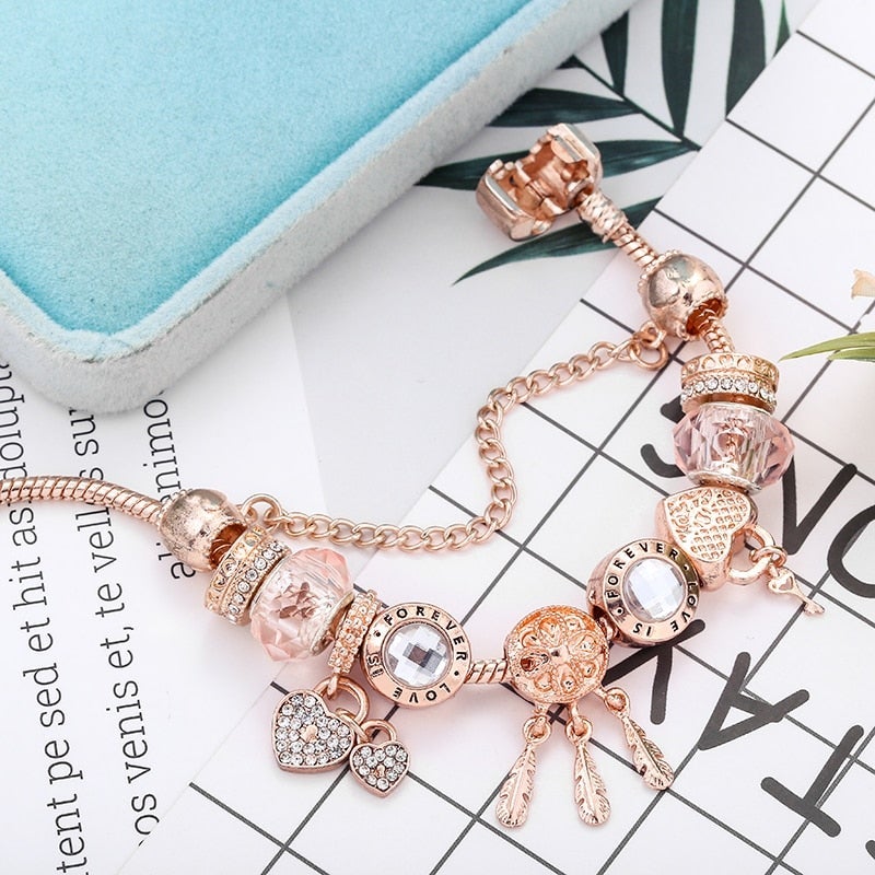 Silberarmband mit Anhängern und Traumfänger-Anhänger