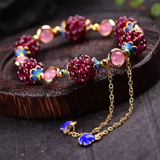 Bracelet with Natural Garnet Stone