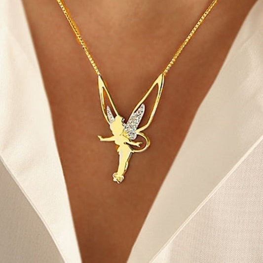 Refined Silver & Gold-Plated Necklace with Fairy Pendant