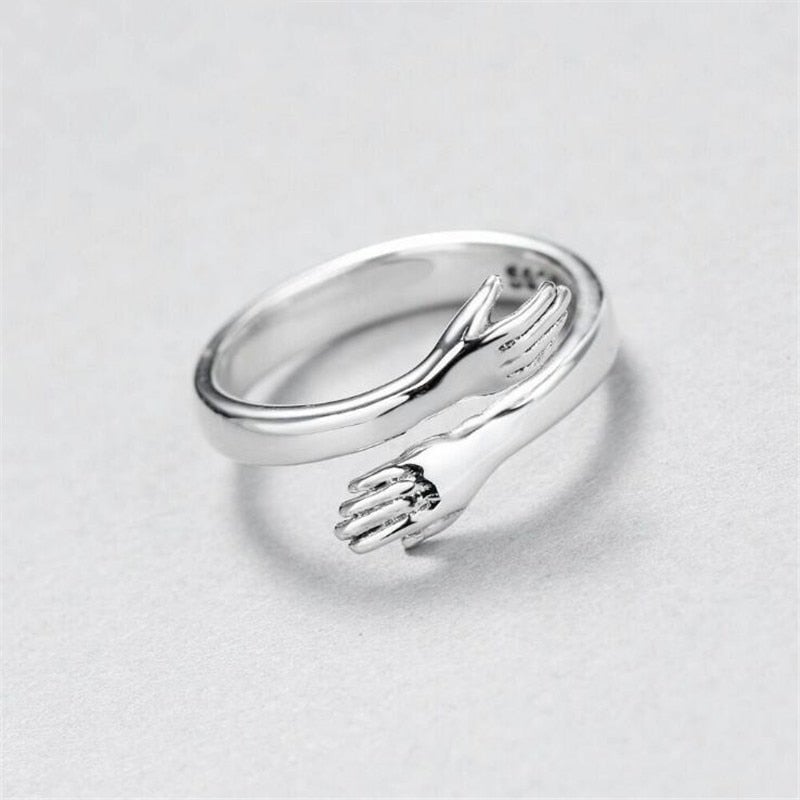 Anillo Ajustable de Plata Estilo Abrazo