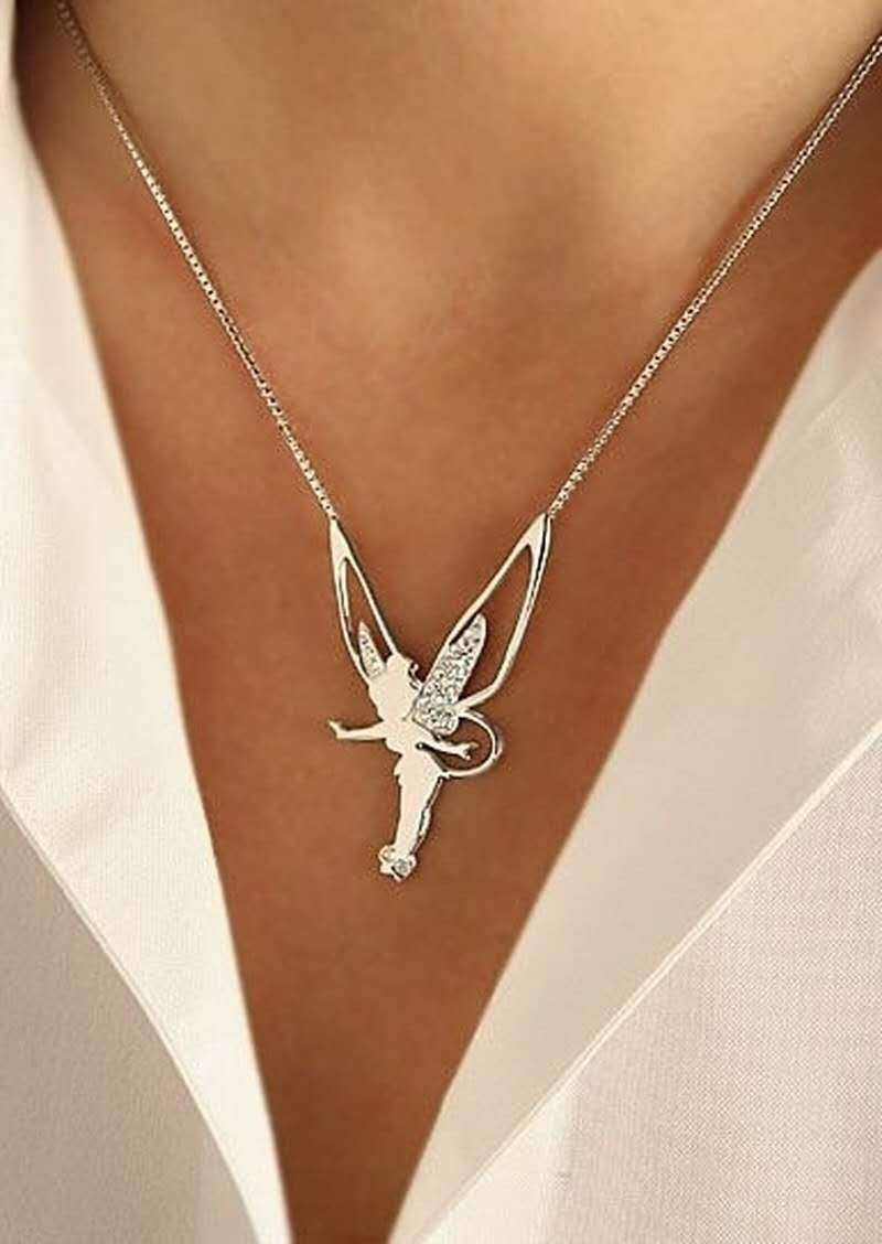 Refined Silver & Gold-Plated Necklace with Fairy Pendant