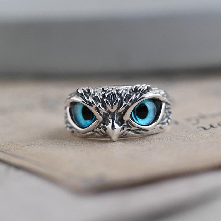 Anillo Ajustable de la Suerte con Búho de Plata y Ópalo
