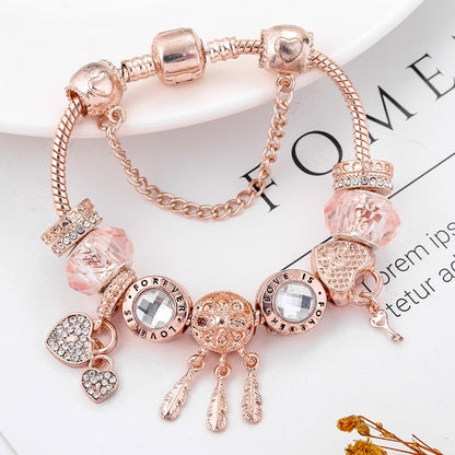 Silberarmband mit Anhängern und Traumfänger-Anhänger