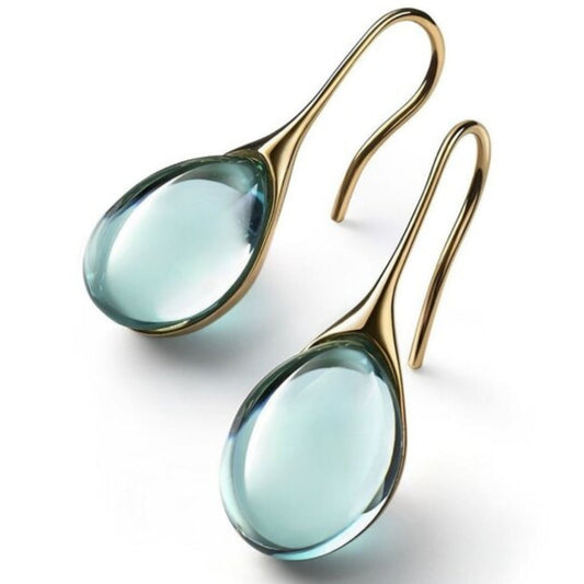 Pendientes de Gota de Cristal Bicolor Oro y Plata