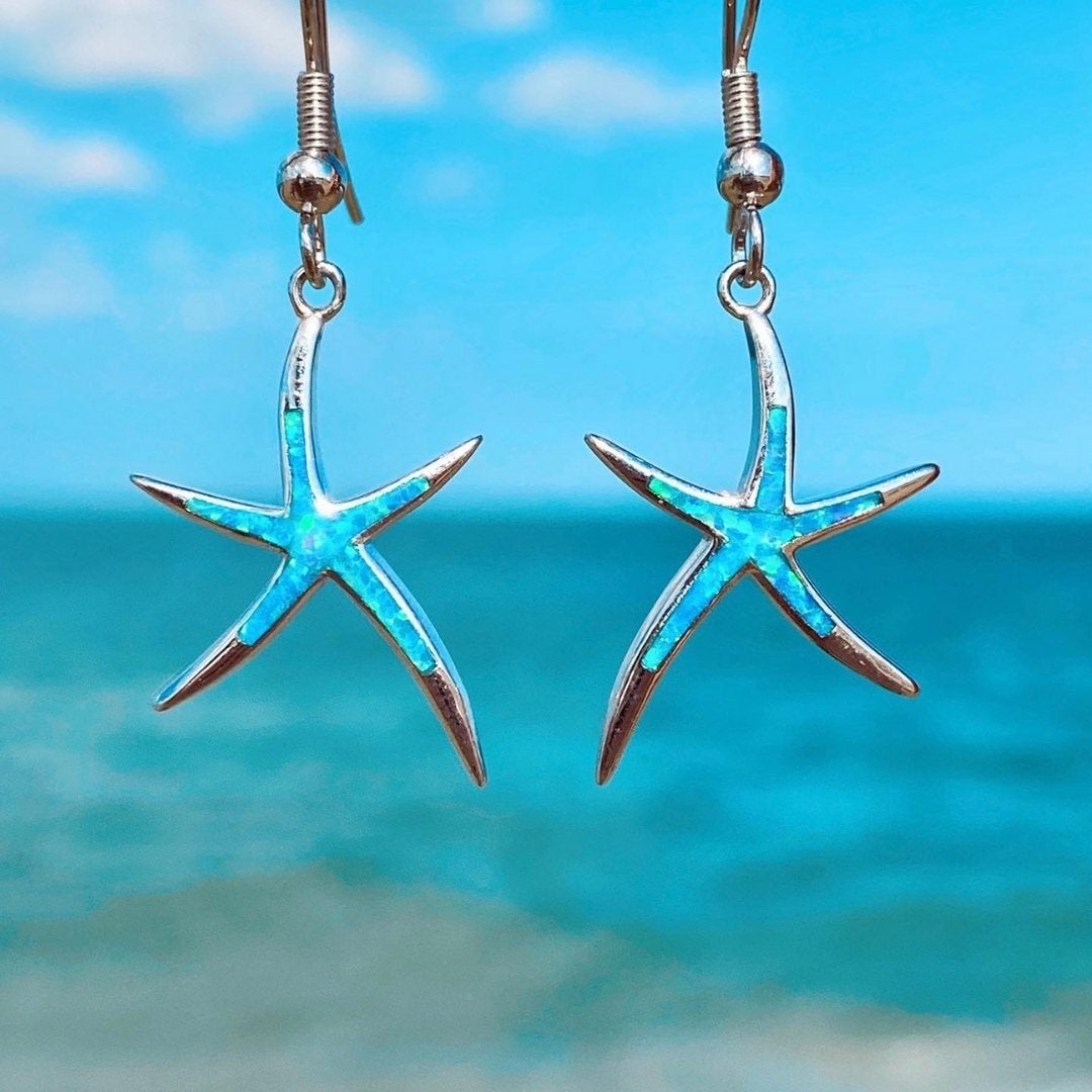 Pendientes de Estrella de Mar en Plata con Ópalos