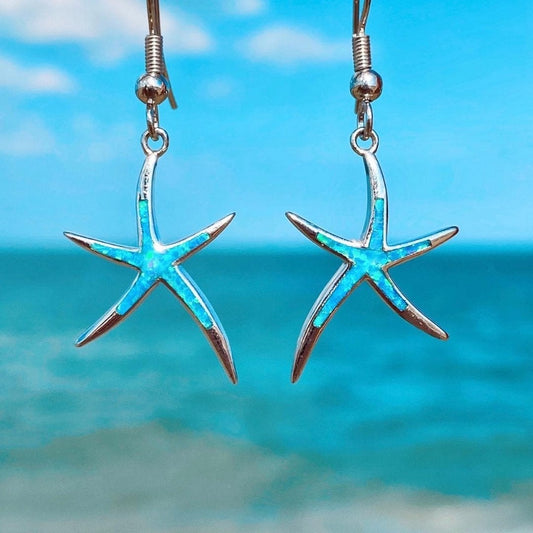 Pendientes de Estrella de Mar en Plata con Ópalos