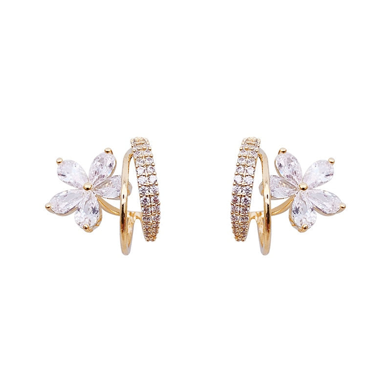 Orecchini Fiore in Oro con Zirconi