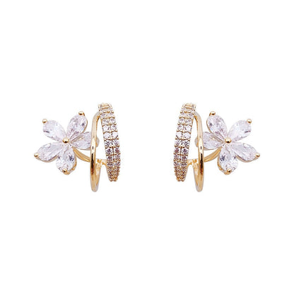 Orecchini Fiore in Oro con Zirconi