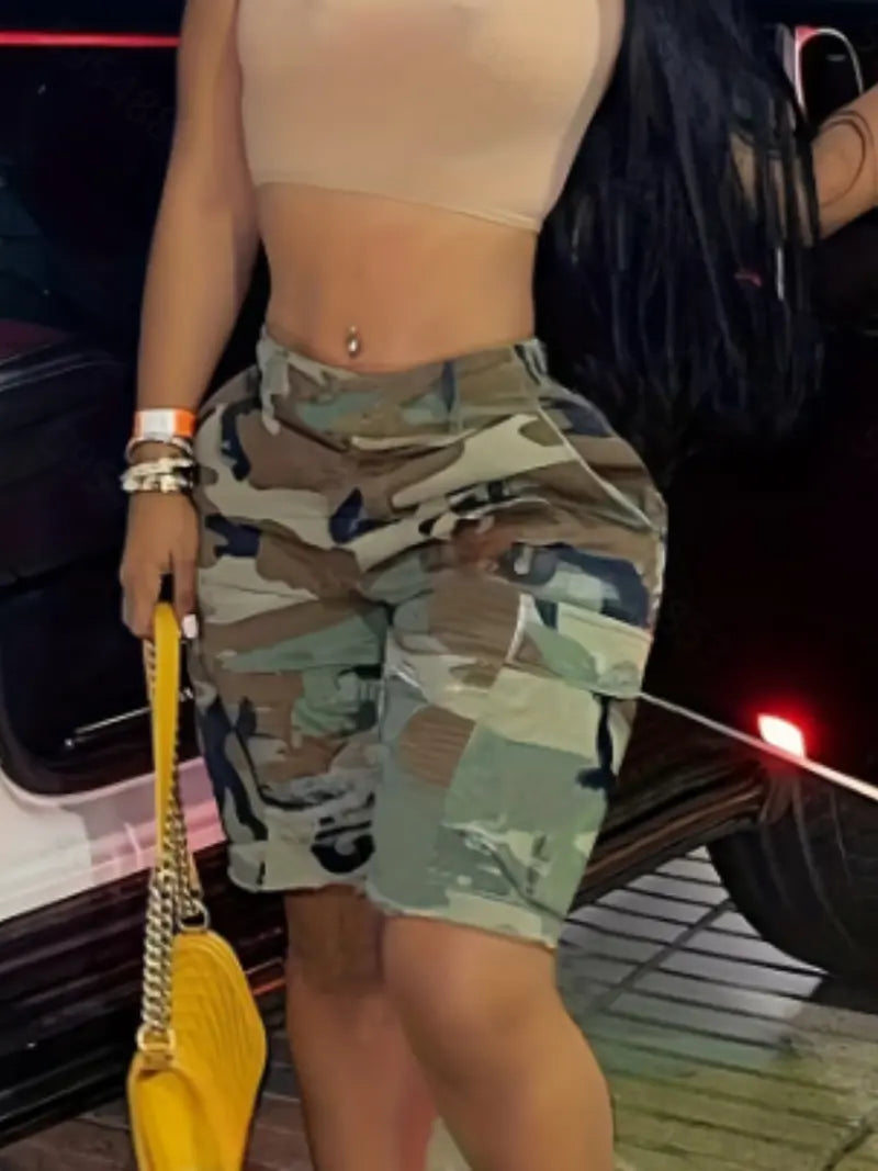 Camouflage Print Shorts – Casual Loose-Fit Summer Shorts