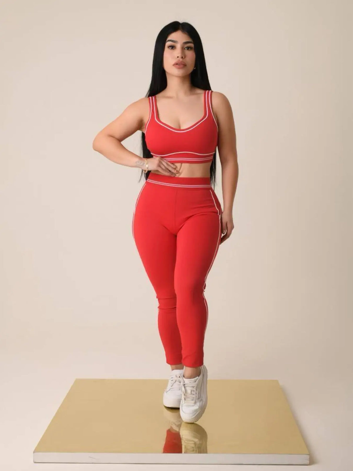 Sporty Line Vest & Long Pants Set – Slim Fit Activewear Outfit