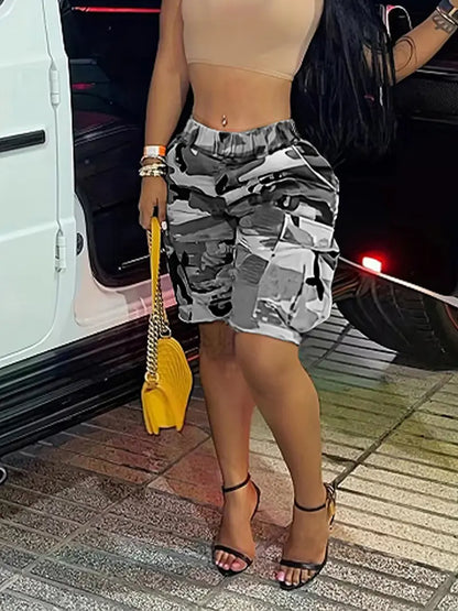 Camouflage Print Shorts – Casual Loose-Fit Summer Shorts
