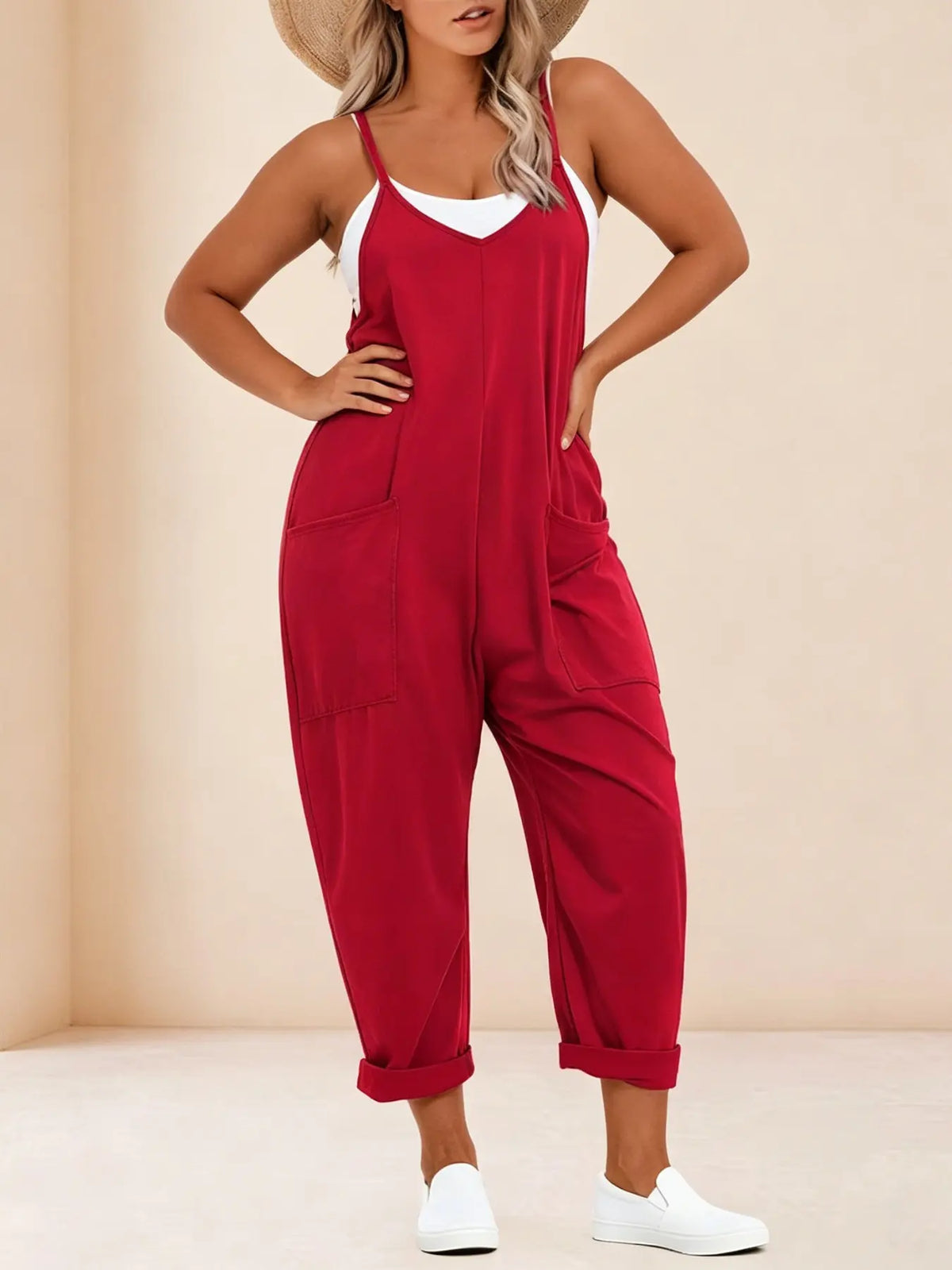 Sleeveless Harem Overalls Jumpsuit – Oversized Loose-Fit Casual Jumpsuit