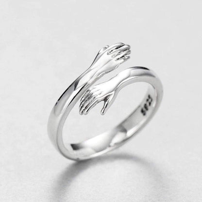 Anillo Ajustable de Plata Estilo Abrazo
