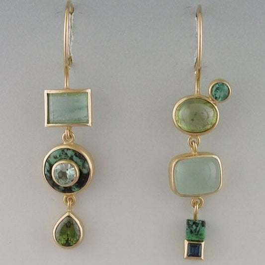 Pendientes Vintage Colgantes con Piedras Verdes