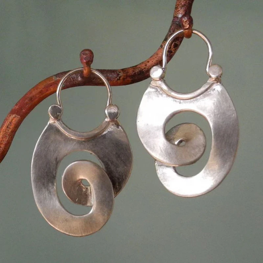 Vintage Silver Irregular-Shape Earrings
