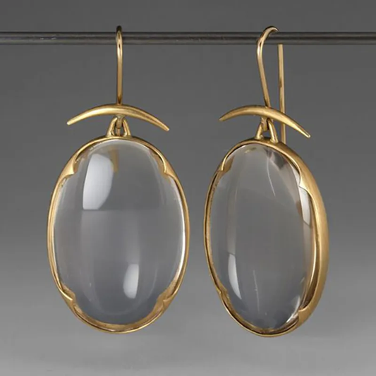 Feine Vintage-Goldohrringe mit grauem Kristall