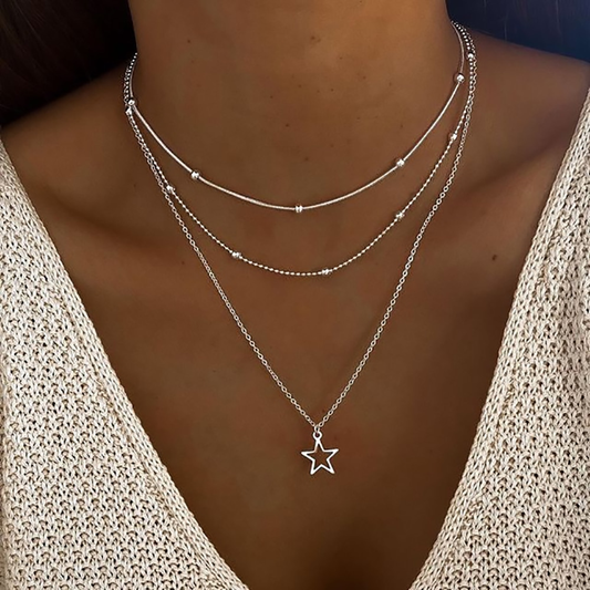 Vintage-Style Silver Star Necklace