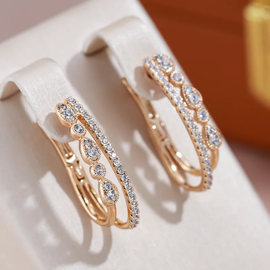 Pendientes Refinados de Oro con Circonitas