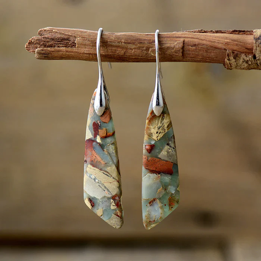 Elegant Vintage Earrings with Natural Stone
