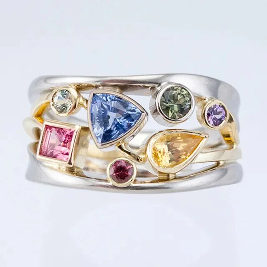 Vintage Ring with Multicolour Cubic Zirconia