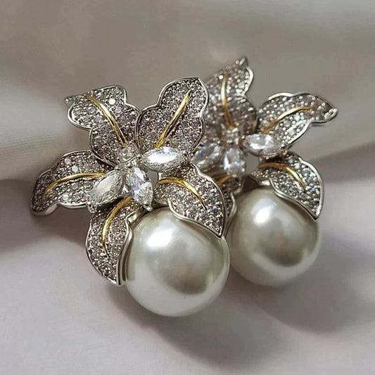 Orecchini Fiore con Perle