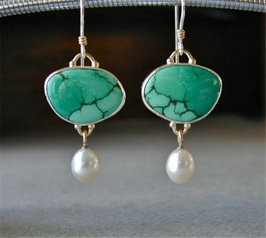 Orecchini Vintage con Turchese e Perle