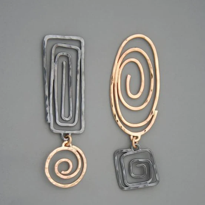 Boucles d’Oreilles Raffinées Vintage Spirales Or et Argent